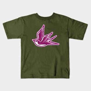 tattoo swallow pink Kids T-Shirt